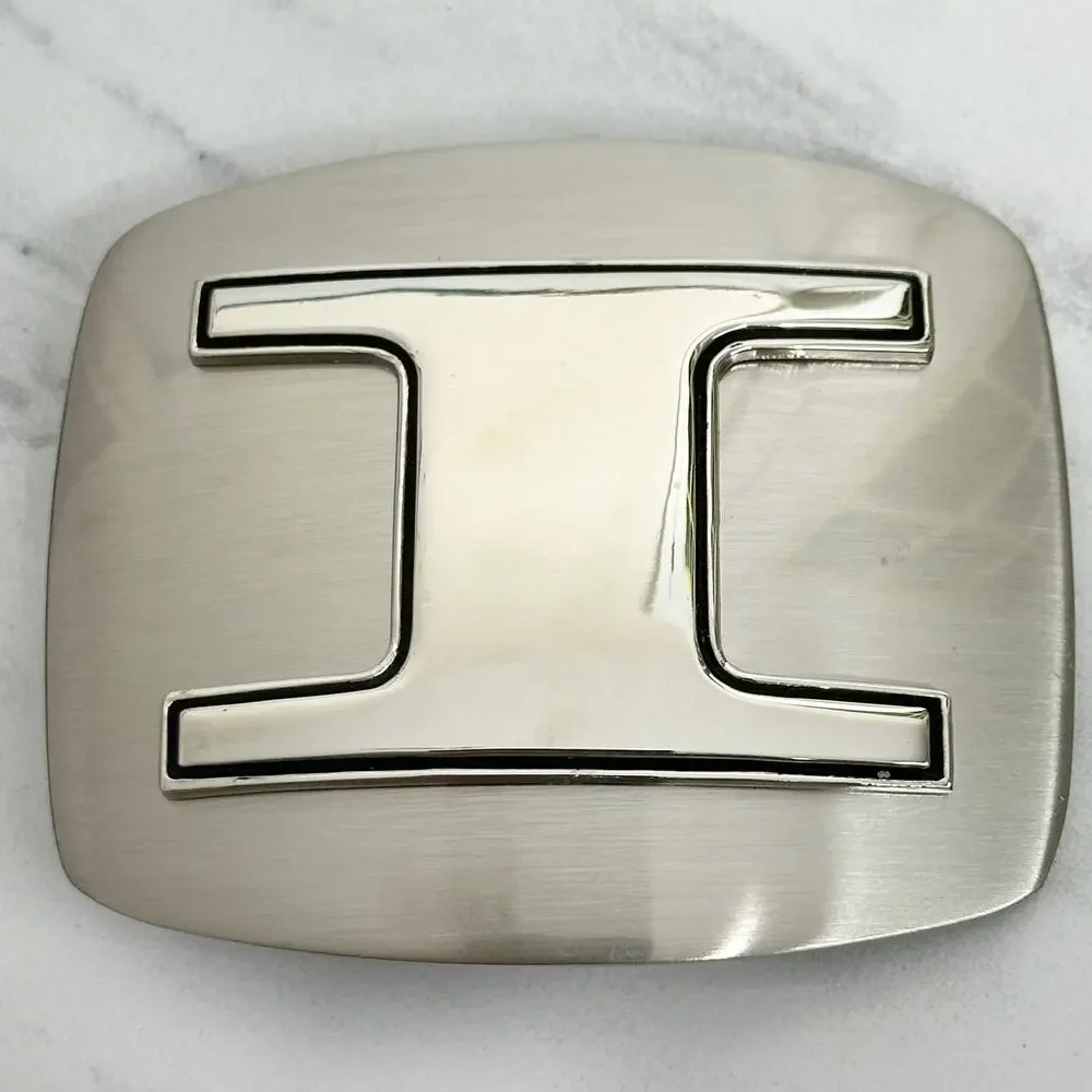 I Letter Initial Monogram Silver Tone Belt Buckle Western Style ✨